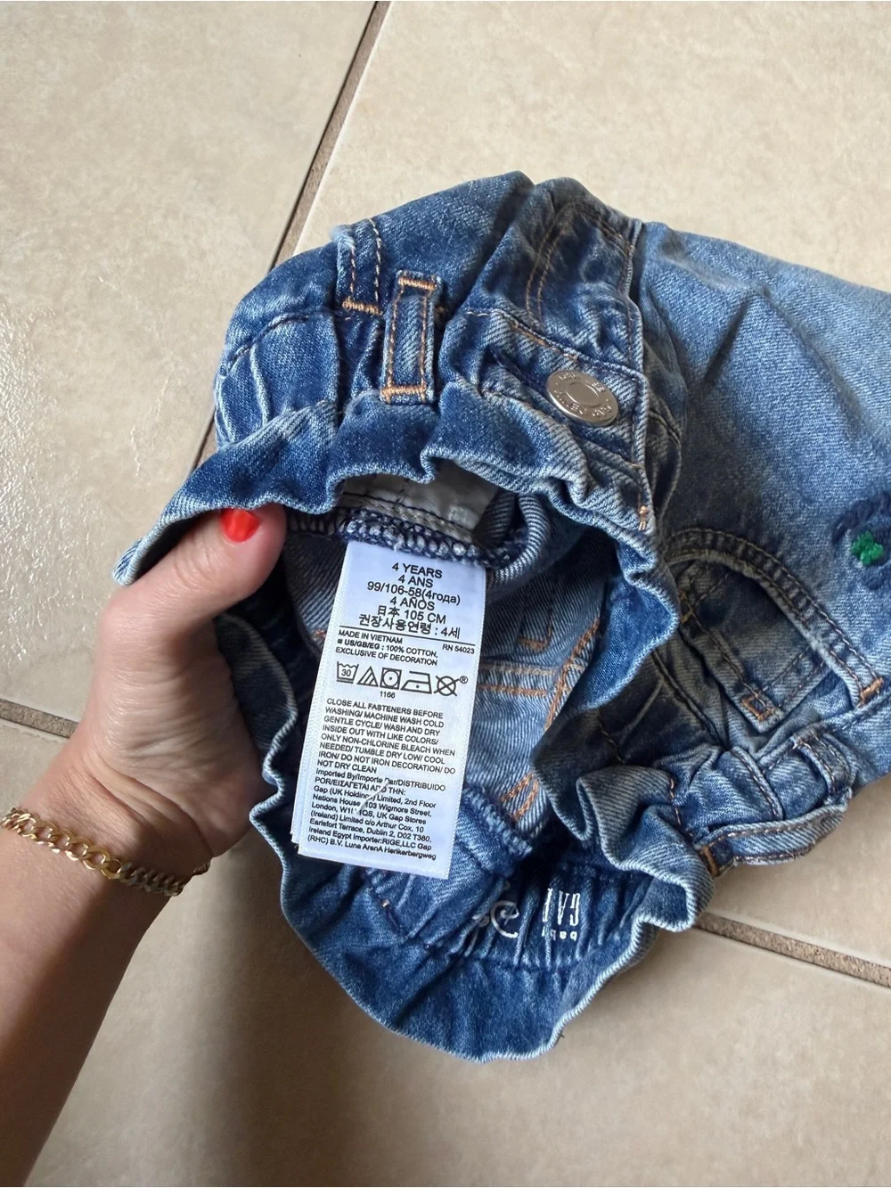 Baby Gap Disney Minnie Mouse Denim Paperbag Shorts Blue Jean 4 Years